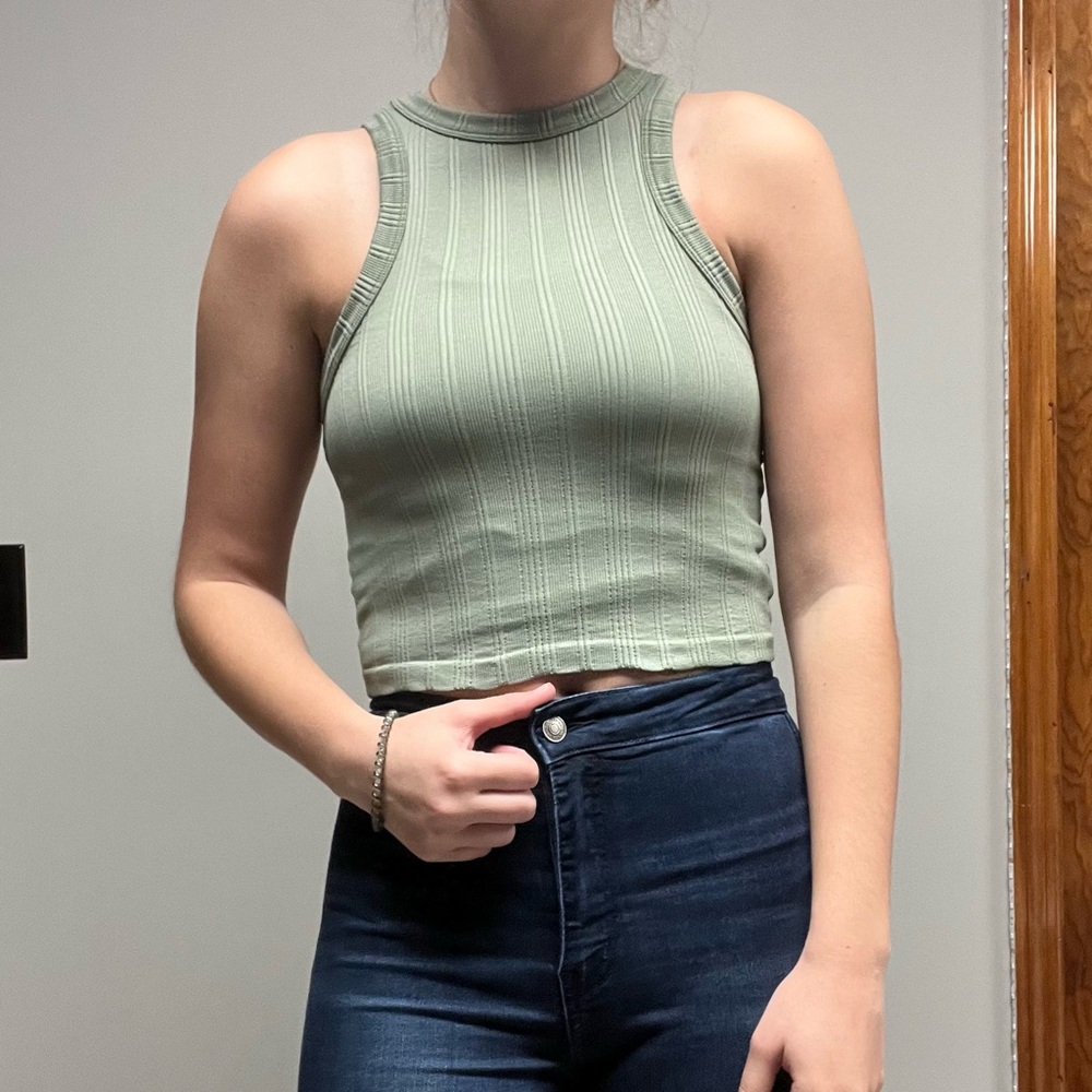 Sleek Olive Ribbed Tank Top